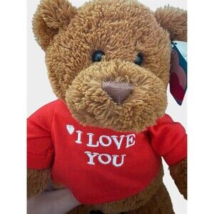 GUND I Love You T-Shirt Bear Plush Stuffed Animal 12" Red Shirt 319714 Gift NICE